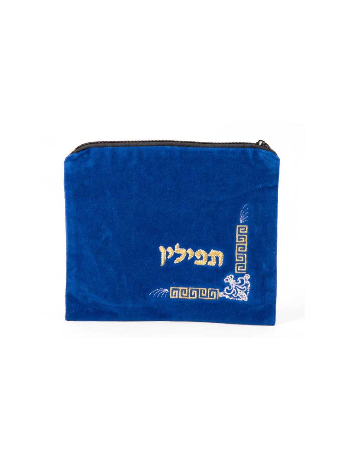 רויאל בלו קטיפה טלית תיקי תפילין זהב... | תיקי טלית ותפילין